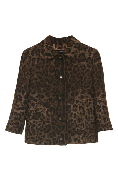 Shop Dolce & Gabbana Dolce&gabbana Leopard Print Jacquard Crop Jacket In Print Leo