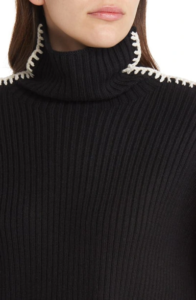 Shop Rag & Bone Ingrid Oversize Rib Wool Funnel Neck Sweater In Jet Black
