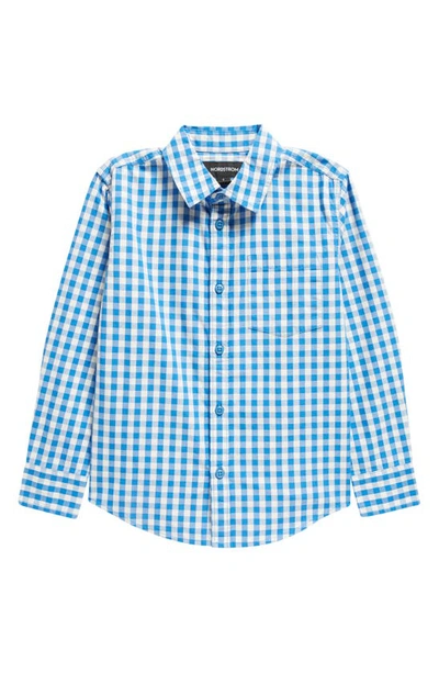 Shop Nordstrom Kids' Poplin Button-up Shirt In Blue Boat Gingham