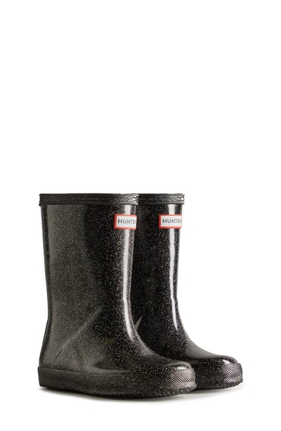 Shop Hunter Kids' First Classic Starcloud Glitter Waterproof Rain Boot In Black Multi