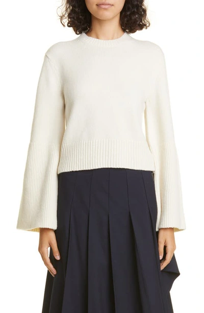 Shop A.l.c Clover Merino Wool Blend Crop Sweater In Natural
