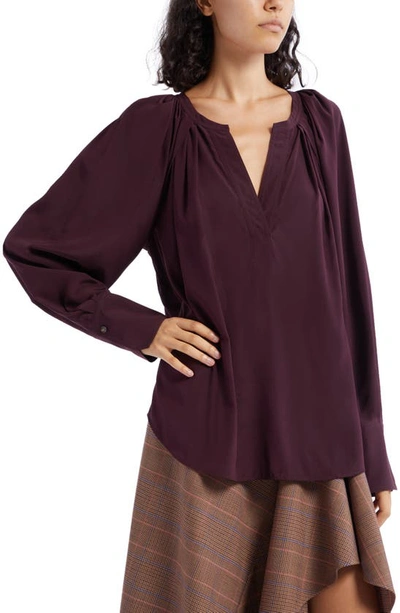 Shop A.l.c Nomad Pleat Blouse In Chicory
