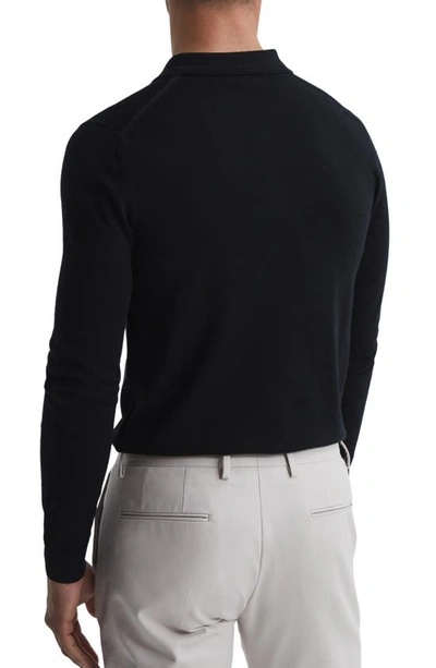 Shop Reiss Trafford Long Sleeve Wool Polo Sweater In Black