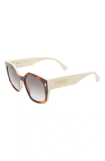 Shop Fendi 55mm Gradient Butterfly Sunglasses In Blonde Havana / Gradient Smoke