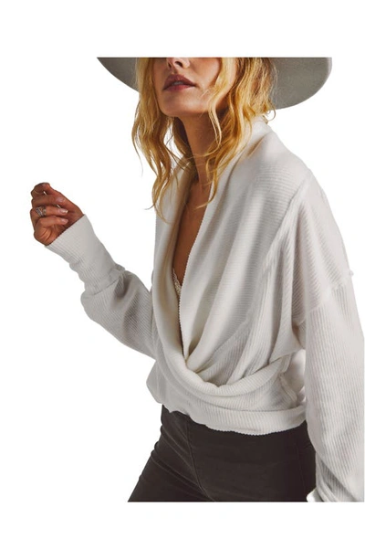 Shop Free People Hold Me Close Rib Wrap Front Top In Ivory