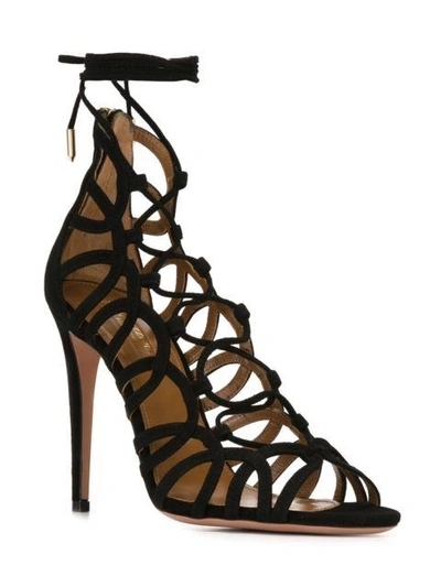 Shop Aquazzura Laced Stiletto Sandals