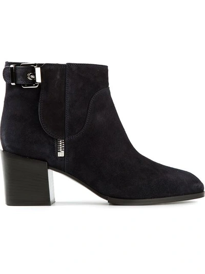 Sergio Rossi Woman Buckled Suede Ankle Boots Black