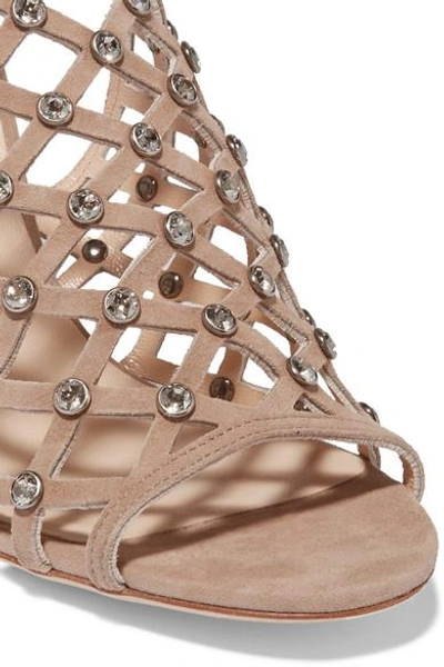 Shop Jimmy Choo Donnie Crystal-embellished Suede Sandals