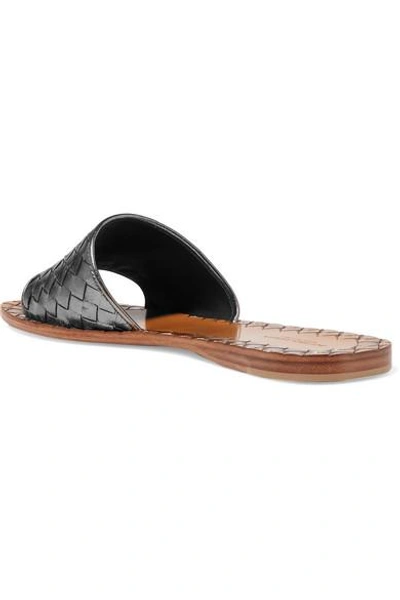 Shop Bottega Veneta Metallic Intrecciato Leather Slides In Silver