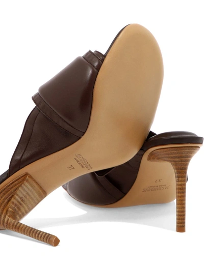 Shop Jacquemus "les Mules Aqua" Sandals In Brown