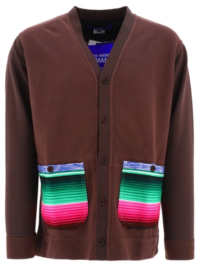 Shop Junya Watanabe "multicoloured Stripes" Cardigan In Brown