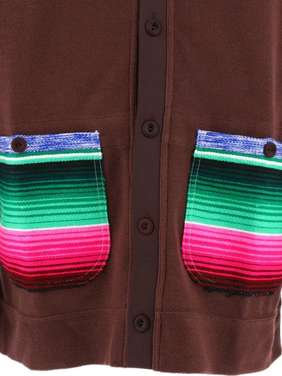 Shop Junya Watanabe "multicoloured Stripes" Cardigan In Brown