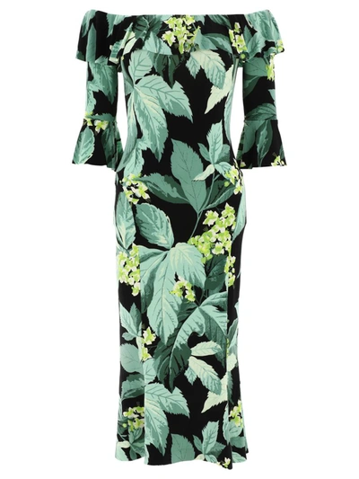 Shop Norma Kamali "ruffle Fishtail" Dress In Green
