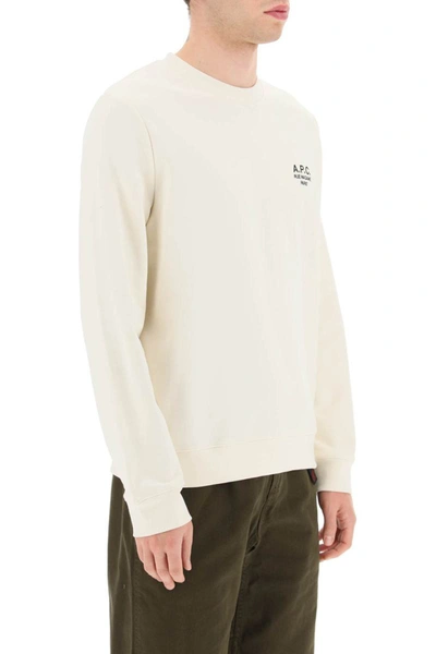 Shop Apc A.p.c. 'rider' Sweatshirt With Logo Embroidery In Beige