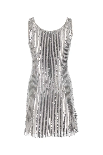 Alberta Ferretti Alberta Ferreti Silver Sequins Mini Dress In Silver