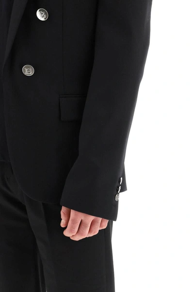 Shop Balmain Six Button Slim Wool Jacket In Black