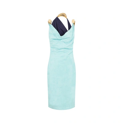 Shop Bottega Veneta Fluid Suede Midi Dress With Metal Detail In Blue