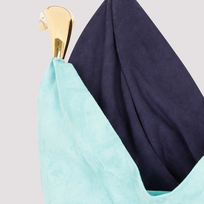 Shop Bottega Veneta Fluid Suede Midi Dress With Metal Detail In Blue