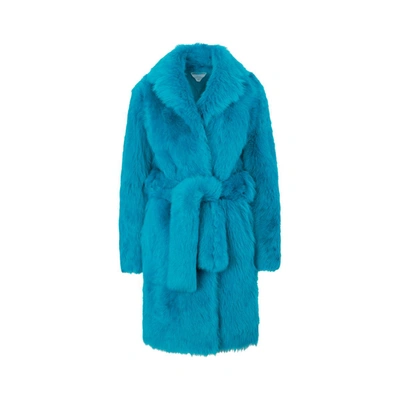 Shop Bottega Veneta Lamb Fur Coat In Blue
