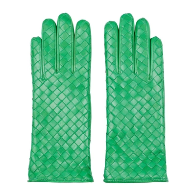 Shop Bottega Veneta Leather Gloves In Green