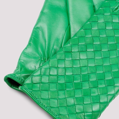 Shop Bottega Veneta Leather Gloves In Green