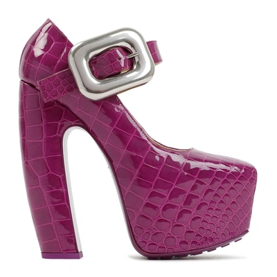 Shop Bottega Veneta Mary Jane Mostra Platform Pumps Shoes In Pink &amp; Purple