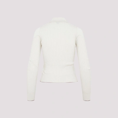 Shop Bottega Veneta Ribbed Cotton Polo Shirt In White