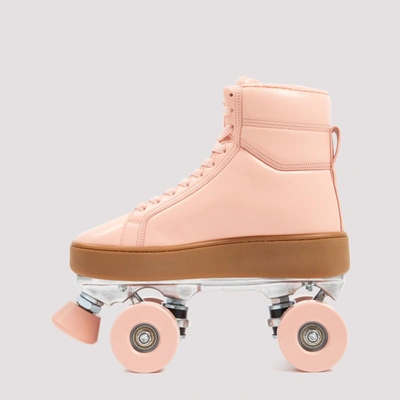 Shop Bottega Veneta Quilt Leather Roller Skates Shoes In Pink &amp; Purple