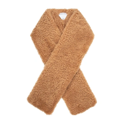 Shop Bottega Veneta Shearling Scarf In Nude &amp; Neutrals