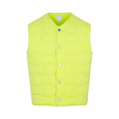 Shop Bottega Veneta Technical Nylon Intreccio Vest Jacket In Yellow &amp; Orange