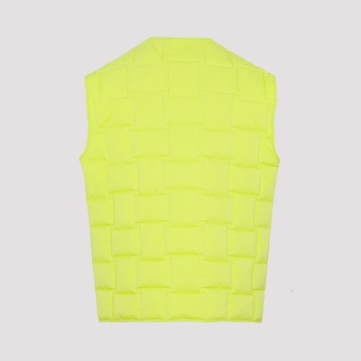 Shop Bottega Veneta Technical Nylon Intreccio Vest Jacket In Yellow &amp; Orange