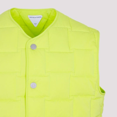 Shop Bottega Veneta Technical Nylon Intreccio Vest Jacket In Yellow &amp; Orange