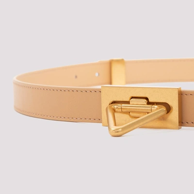 Shop Bottega Veneta Triangle Leather Belt In Nude &amp; Neutrals
