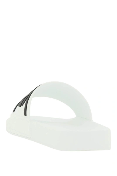 Shop Dolce & Gabbana Logo Rubber Slides In White