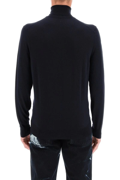 Shop Drumohr Turtleneck Sweater In Superfine Merino Wool In Blue