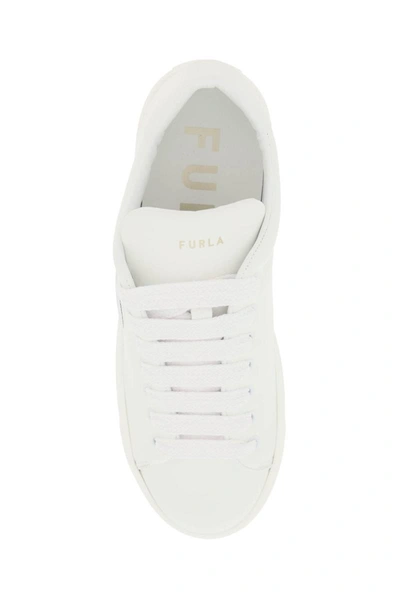 Shop Furla Joy Leather Sneakers In White