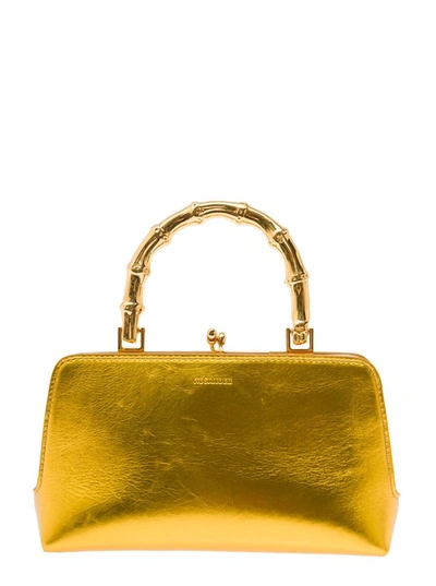 Shop Jil Sander Gold 'goji Mini Bamboo' Hand Bag With Gold-tone Handle In Leather Woman In Metallic