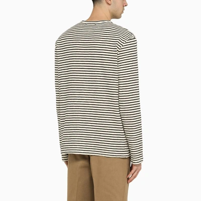 Shop Golden Goose Ivory And Blue Striped T-shirt In White