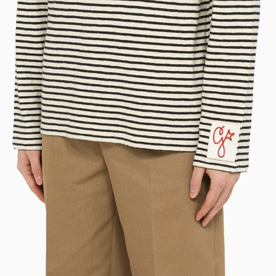 Shop Golden Goose Ivory And Blue Striped T-shirt In White