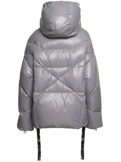 Shop Khrisjoy Grey 'puff Khris Iconic' Oversized Down Jacket With Hood In Polyester Woman In Metallic