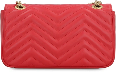 Shop Gucci Gg Marmont Leather Shoulder Bag In Red