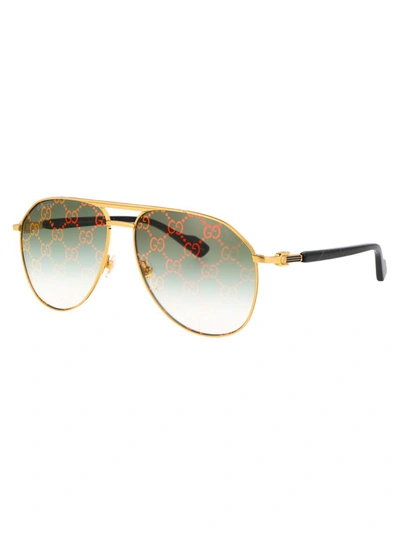 Shop Gucci Sunglasses In 004 Gold Gold Green