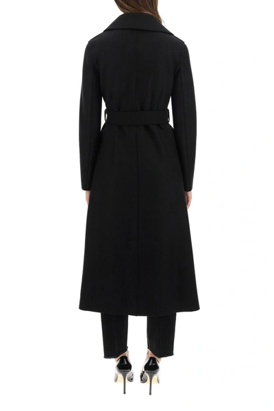Shop Harris Wharf London Long Coat In Pressed Wool In Black