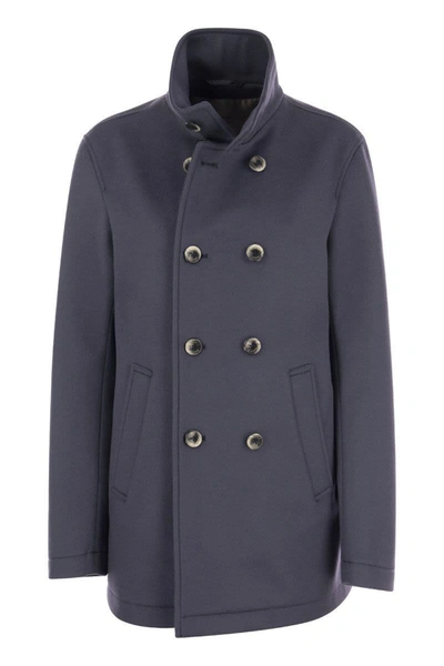 Shop Herno Wool And Cashmere Double-breasted Coat In Avio