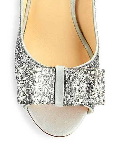 Shop Kate Spade Charm Glitter Slingbacks In Silver