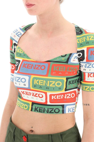 Shop Kenzo ' Labels' Crop Top In Multicolor