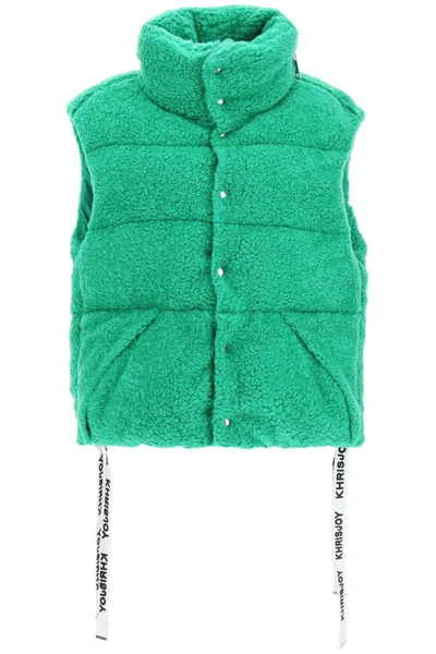 Shop Khrisjoy Padded Fleece Vest In Green