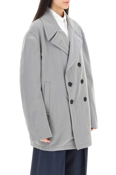 Shop Maison Margiela Maxi Double-breasted Changeable Jacket In Grey