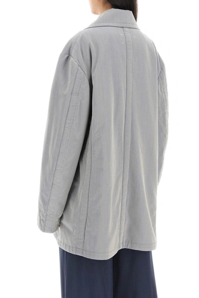 Shop Maison Margiela Maxi Double-breasted Changeable Jacket In Grey