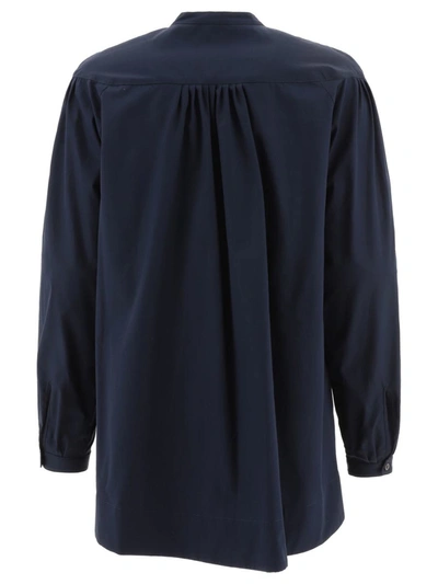 Shop Aspesi Mandarin Collar Shirt In Blue